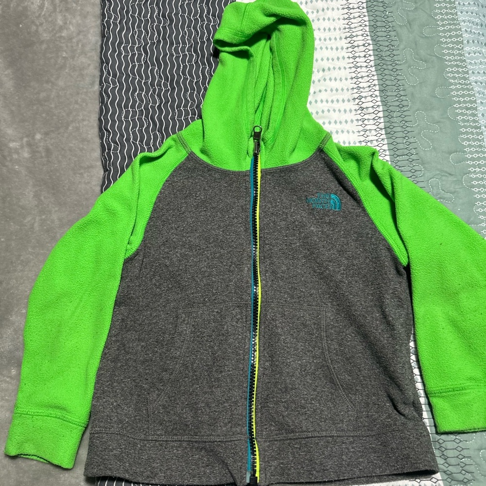 The North Face Kids Green and Gray Zip-Up Hoodie
